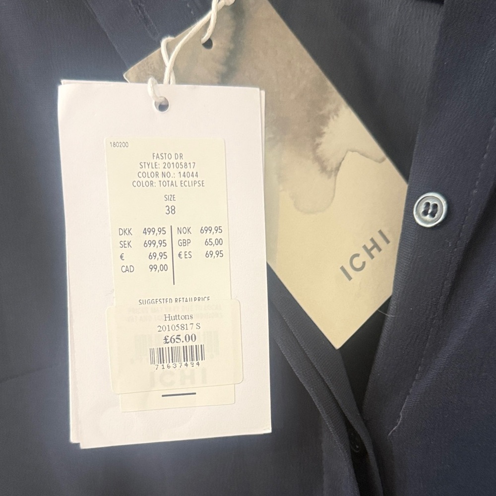 ICHI Navy 3/4 Sleeve Wrap-Style Dress - Picture 2 of 15